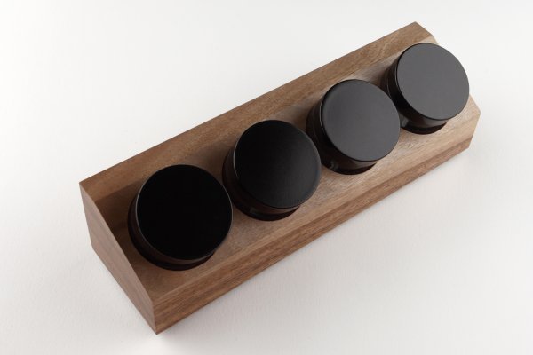 Inkwell made of beautiful piece of walnut wood 4 x 60 ml.